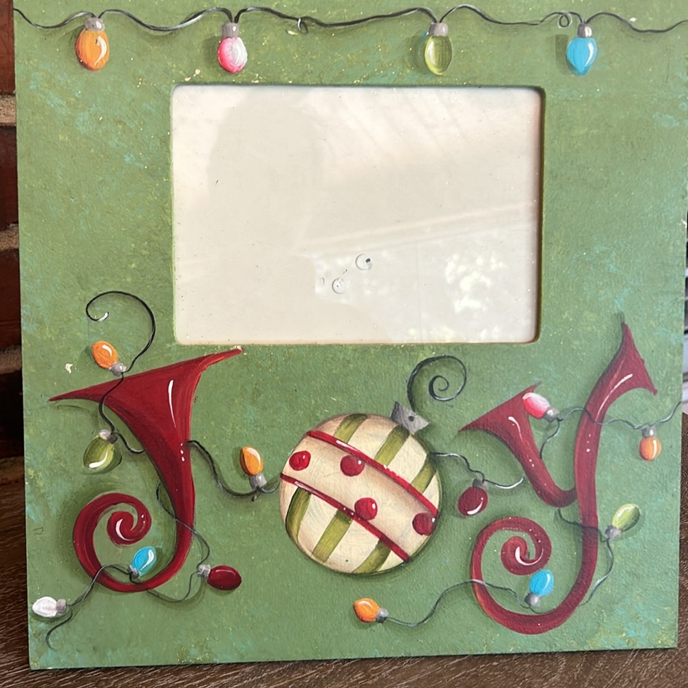 Handpainted ‘Joy’ Christmas Frame - 12” x 12”